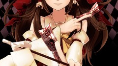 Dress long hair anime girls brunettes hakurei reimu touhou hair 