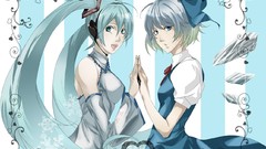 Dress long hair anime girls hatsune miku vocaloid touhou cirno 