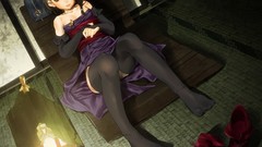 Dress long hair anime girls indoors ecchi detached sleeves 