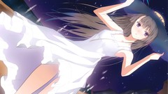 Dress long hair anime girls purple eyes fuyuno haruaki