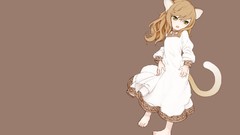 Dress long hair barefoot anime girls green eyes open mouth 