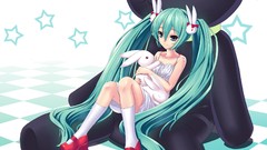 Dress long hair Bunnies hatsune miku vocaloid twintails hair 