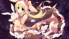 Dress long hair green eyes hair bow umi