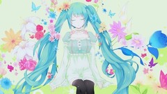 Dress long hair short hair hatsune miku vocaloid twintails