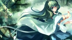 Dress long hair short hair kochiya sanae green hair touhou miko 