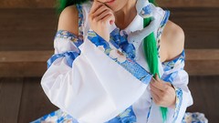 Dress models kochiya sanae green hair touhou cosplay detached 