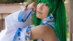 Dress models kochiya sanae green hair touhou cosplay Lenfried