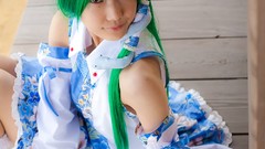 Dress models kochiya sanae green hair touhou cosplay Lenfried