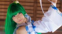 Dress models kochiya sanae green hair touhou cosplay Lenfried