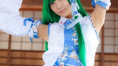 Dress models kochiya sanae green hair touhou cosplay Lenfried