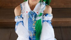 Dress models kochiya sanae green hair touhou cosplay Lenfried