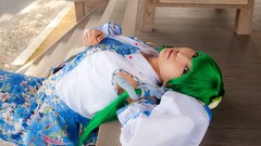 Dress models kochiya sanae green hair touhou cosplay Lenfried