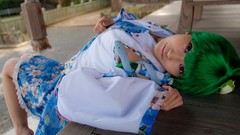 Dress models kochiya sanae green hair touhou cosplay Lenfried