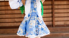 Dress models kochiya sanae green hair touhou cosplay Lenfried
