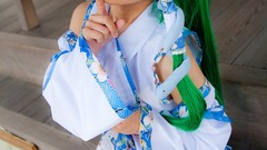 Dress models kochiya sanae green hair touhou cosplay Lenfried