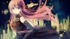 Dress paintings gloves pink hair long hair anime girls blue 