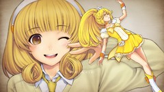 Dress peace blondes anime girls wink yellow eyes Pretty Cure 