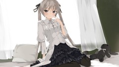 Dress pillows skirts long hair anime girls yosuga no sora 