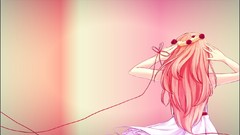 Dress pink background pink hair vocaloid megurine luka Yoshairo