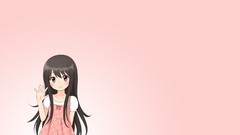 Dress pink background Ribbons long hair anime girls brown eyes 