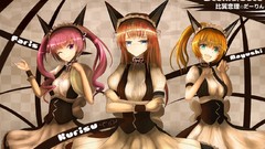 Dress pink hair anime girls blue eyes green eyes makise kurisu 