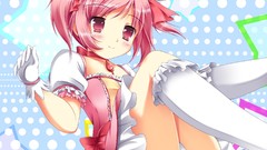 Dress pink hair anime girls mahou shoujo madoka magica kaname 