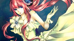 Dress pink hair long hair anime girls blue eyes vocaloid 