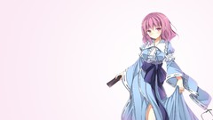 Dress pink hair pink eyes anime girls short hair touhou 