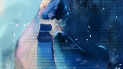 Dress Profile hats red eyes kimono fans veil blush pink hair 