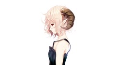Dress Profile white background horns red eyes pink hair anime 
