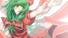 Dress red dress bows blush long hair anime girls green eyes 