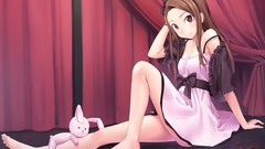 Dress red eyes anime girls flower petals idolmaster minase iori 