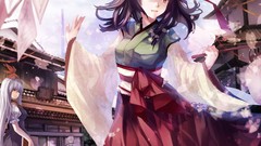 Dress red eyes anime girls touhou purple hair hieda no akyuu 