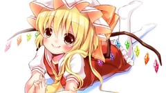 Dress red eyes blondes anime girls touhou flandre scarlet video 