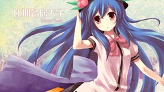 Dress red eyes blue hair long hair anime girls touhou hinanawi 