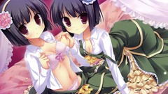 Dress red eyes blush anime girls lingerie short hair bra black 