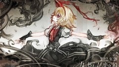 Dress red eyes gloves blondes anime girls short hair touhou 