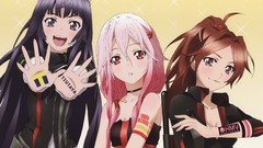 Dress red eyes jackets tattoos pink hair long hair anime girls 