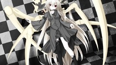 Dress red eyes long hair anime girls gray hair