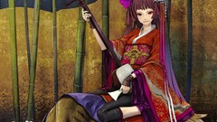 Dress red eyes long hair anime girls redjuice yukata artwork 