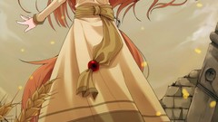 Dress red eyes long hair anime girls spice and wolf animal ears 