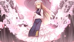 Dress red eyes long hair anime girls touhou cherry blossoms 