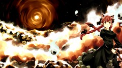 Dress red eyes long hair braids touhou animal ears cat ears 