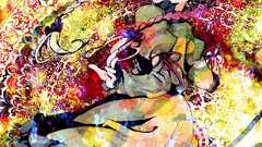 Dress red eyes multicolor braids touhou cat ears kaenbyou rin 