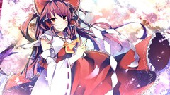 Dress red eyes red dress bows blush smiling long hair anime 