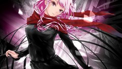 Dress red eyes scarfs pink hair long hair anime girls blue eyes 