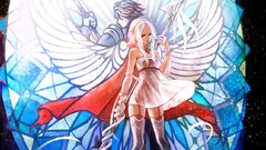 Dress red eyes thigh highs capes