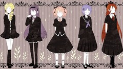 Dress Ribbons blondes blue hair pink hair long hair anime girls 