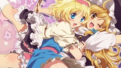 Dress Ribbons blondes blush long hair blue eyes brown eyes 