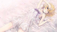 Dress Ribbons bows blondes armpits blue eyes short hair white 